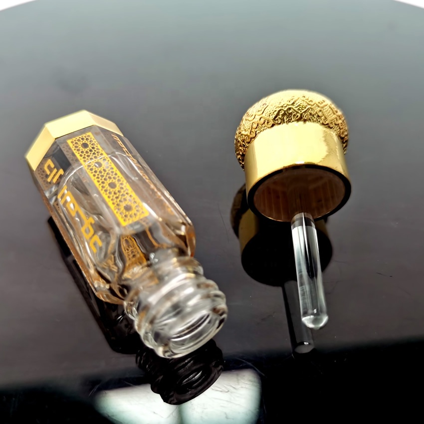 3ml 6ml 12ml Stick Octagonal Arabian Refillable Roll Cap Glass Crystal Empty Oil Perfume Bottles