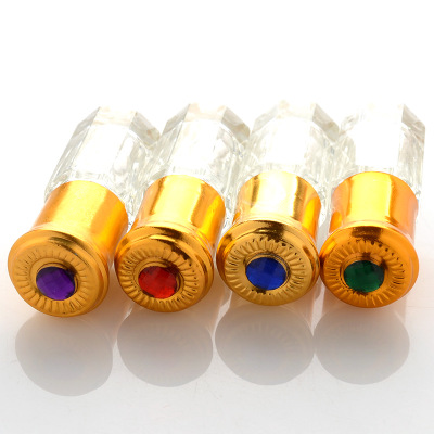 3ml 6ml 12ml essential oil perfume bottle roll on with metal cap, octagon attar glass bottle