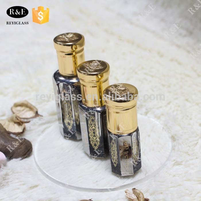 3ml 6ml 12ml golden hot stamping octagonal attar perfume bottles