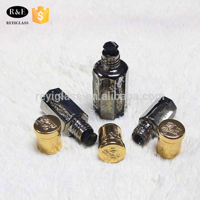 3ml 6ml 12ml golden hot stamping octagonal attar perfume bottles