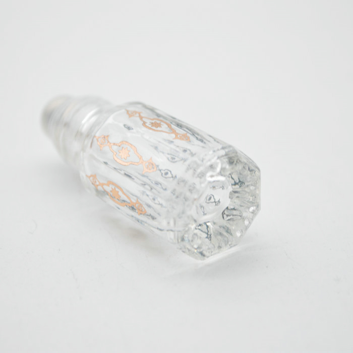 3ml 6ml 12ml print glass attar perfume oil octagonal bottle with roll on / stick for oud