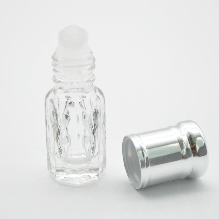 3ml 6ml 12ml print glass attar perfume oil octagonal bottle with roll on / stick for oud
