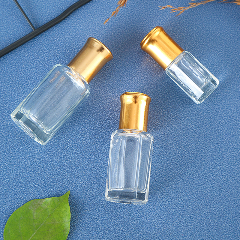 3ml 6ml 9ml Octagonal Purple Glass roll on essential oil perfume bottle with metal ball bead