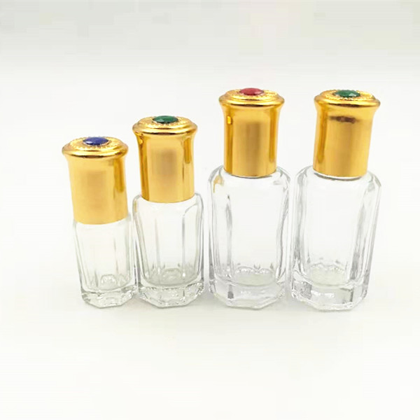 3ml 6ml glass perfume bottles attar octagonal roll on bottle