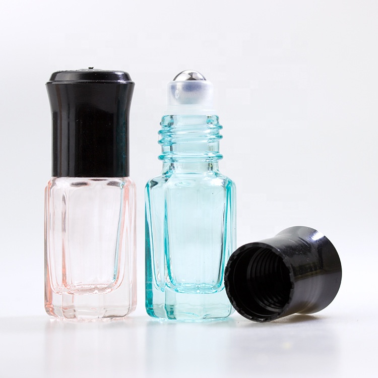 3ml 6ml octagonal perfume attar oil roll on glass bottle