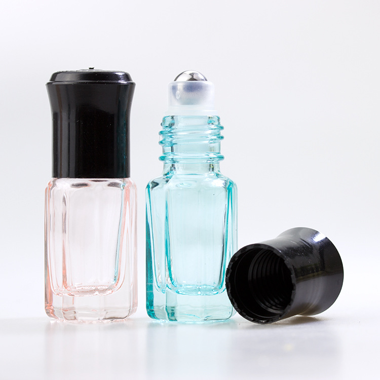 3ml 6ml octagonal perfume attar oil roll on glass bottle