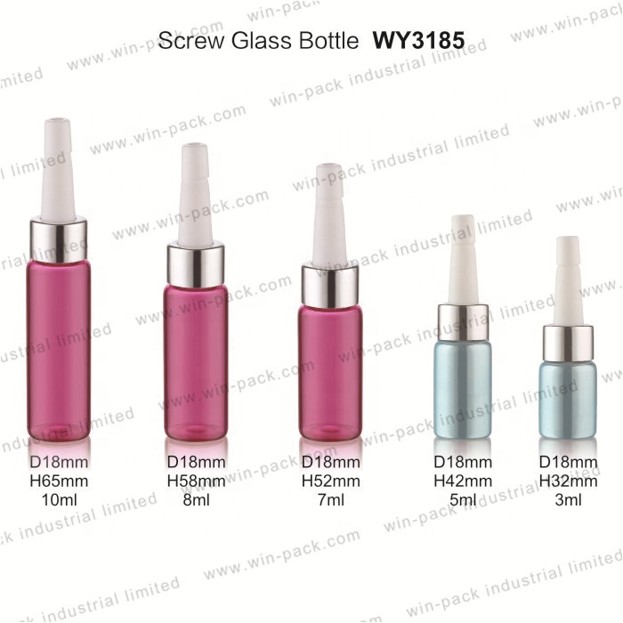 3ml 7ml 8ml pink essential oil containers glass bottles screw cap wholesale