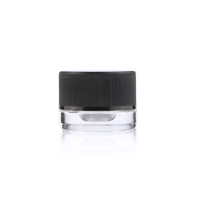 3ml 7ml Glass Jar Black Screw Cap Child Resistant Proof Lid Glass Jars for Skincare Products