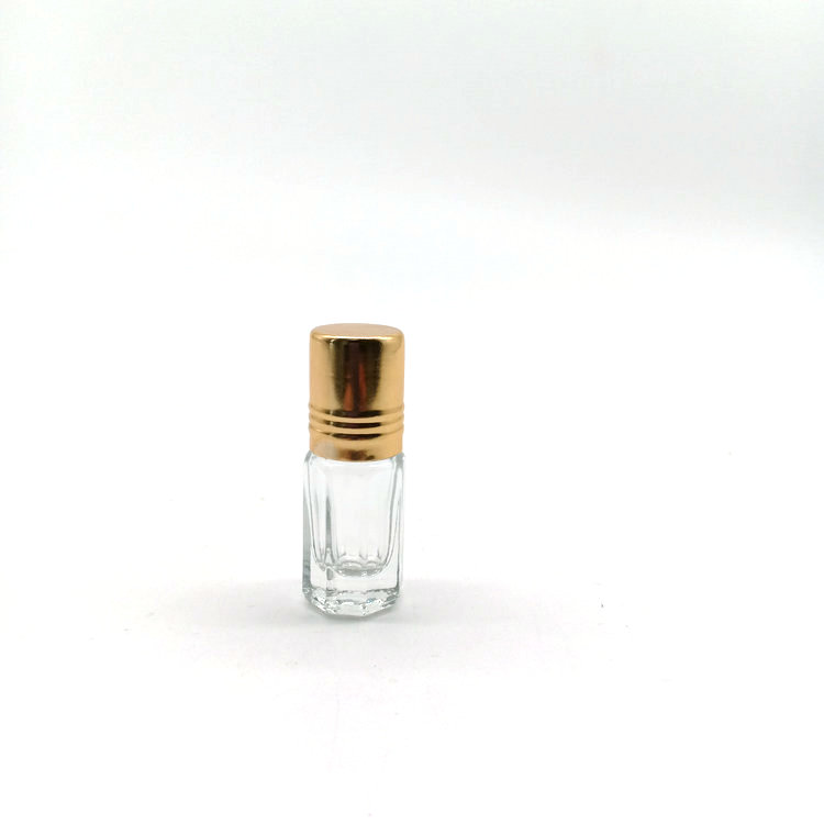 3ml Octagonal  8 faces  perfume bottle glass roller ball bottle with plastic ball and colorful aluminum plastic cap
