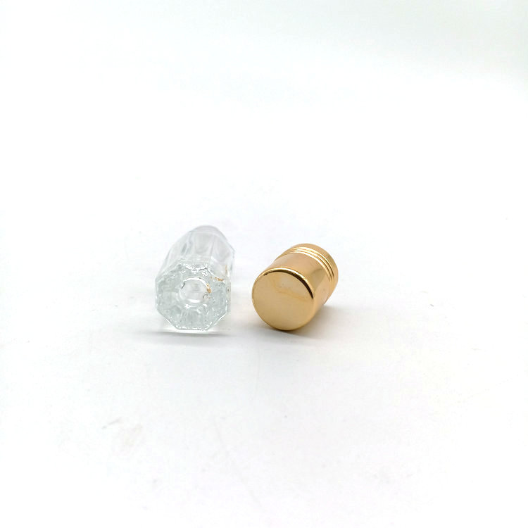 3ml Octagonal 8 faces perfume bottle glass roller ball bottle with plastic ball and colorful aluminum plastic cap