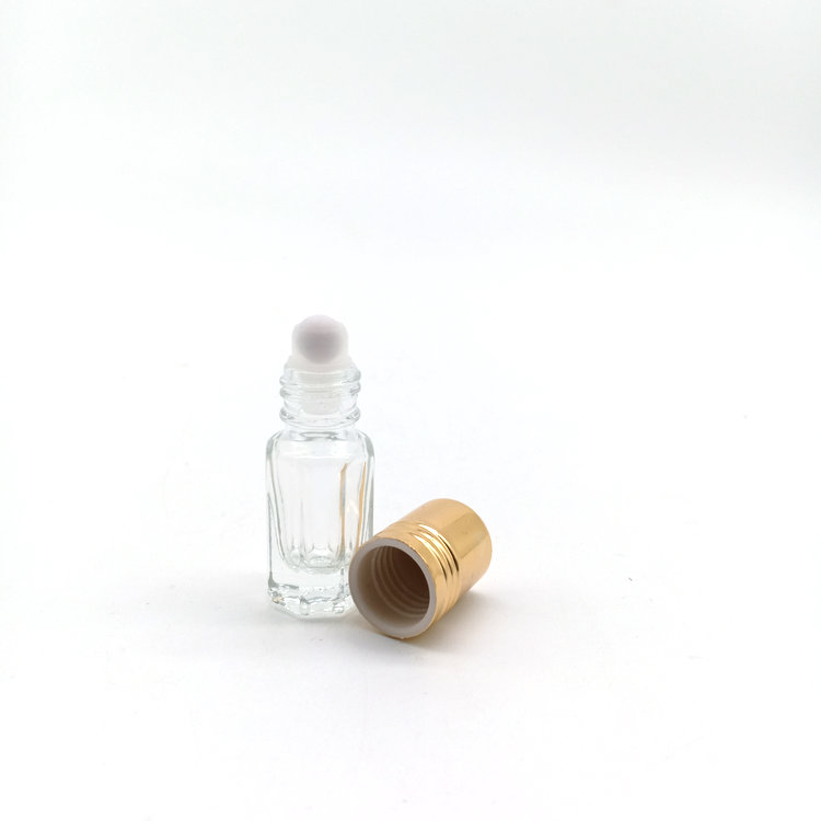 3ml Octagonal 8 faces perfume bottle glass roller ball bottle with plastic ball and colorful aluminum plastic cap