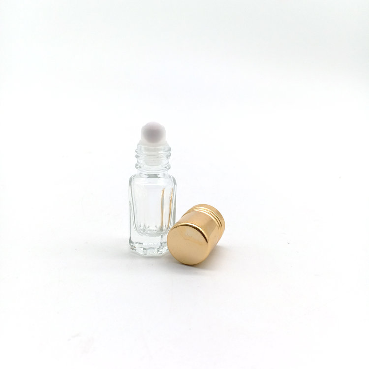3ml Octagonal 8 faces perfume bottle glass roller ball bottle with plastic ball and colorful aluminum plastic cap