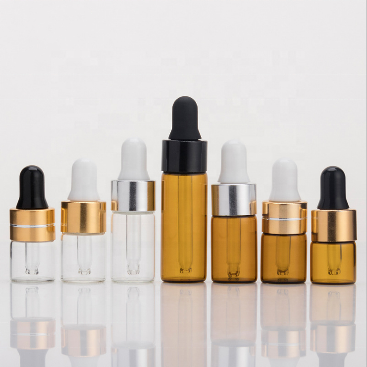 3ml Small Clear Glass Essential Oil Bottle With Golden Cap Dropper