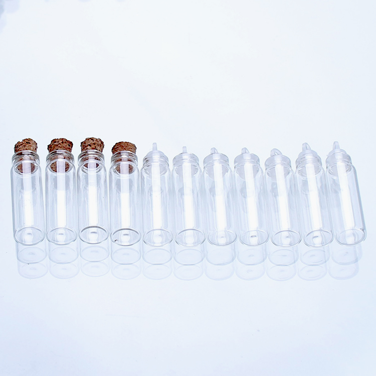 3ml clear glass bottle with cork lid for pendant and necklace mini glass vials jars for decoration