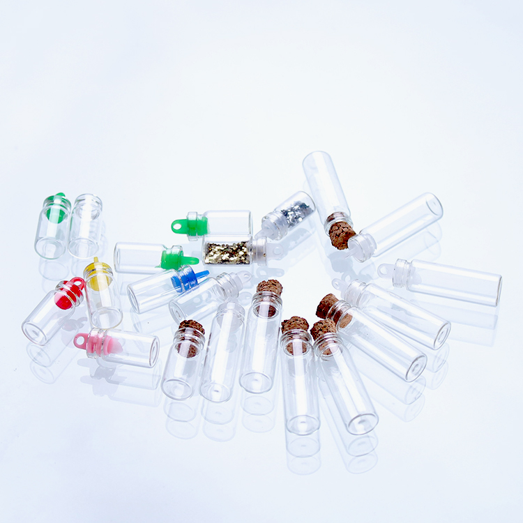 3ml clear glass bottle with cork lid for pendant and necklace mini glass vials jars for decoration
