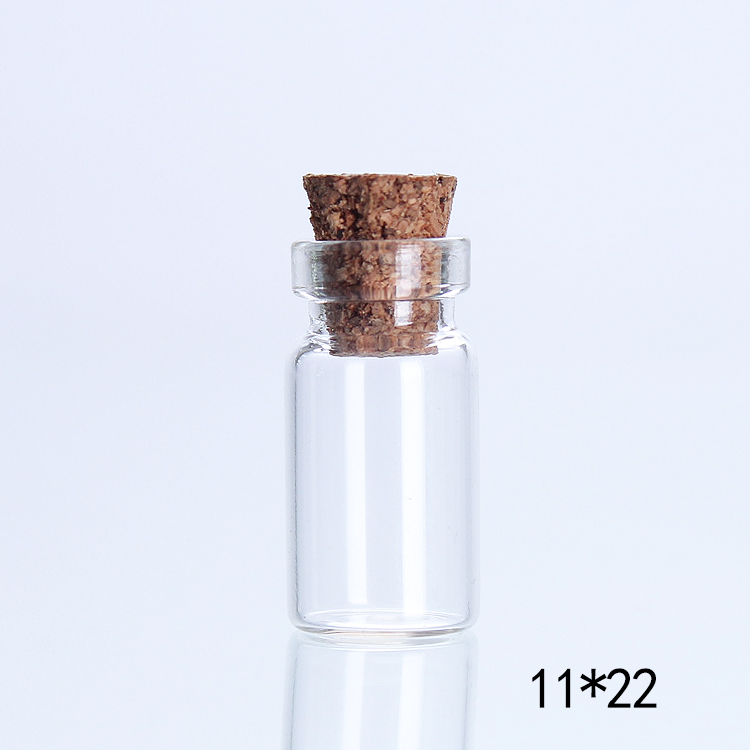 3ml clear glass bottle with cork lid for pendant and necklace mini glass vials jars for decoration