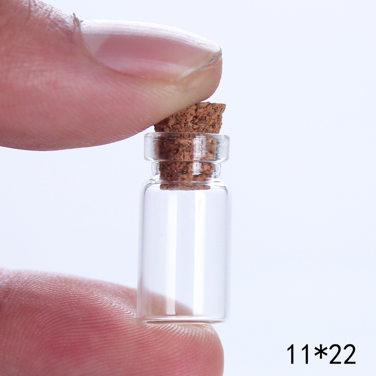3ml clear glass bottle with cork lid for pendant and necklace mini glass vials jars for decoration