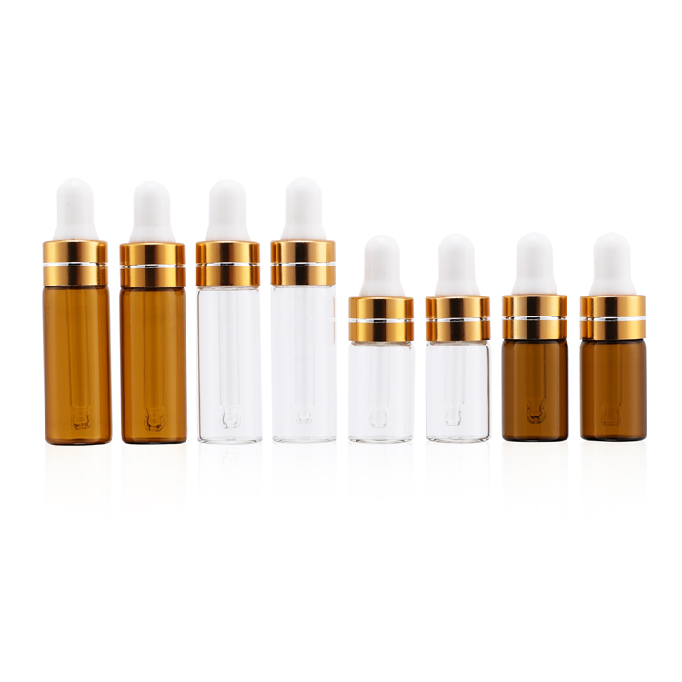 3ml mini clear amber glass dropper bottle essential oil perfume small sample glass vial