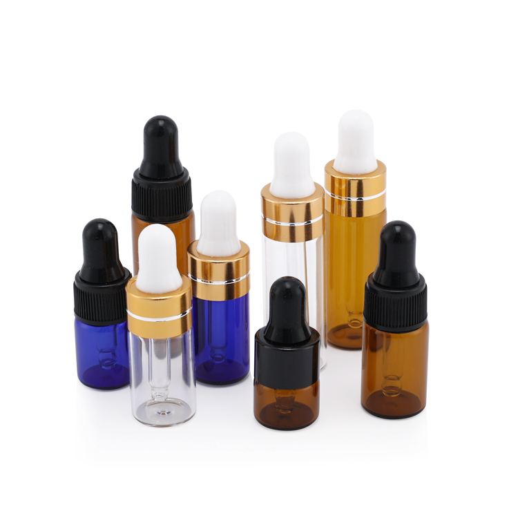 3ml mini clear amber glass dropper bottle essential oil perfume small sample glass vial