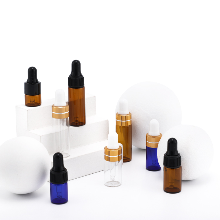 3ml mini clear amber glass dropper bottle essential oil perfume small sample glass vial
