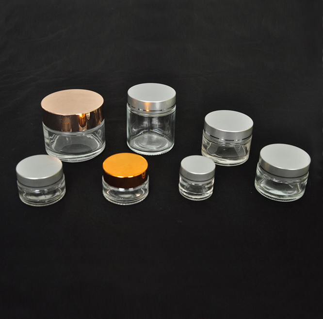 3ml5ml10ml15ml20ml30ml 50ml transparent face cream glass cosmetic jar packaging with gold lid