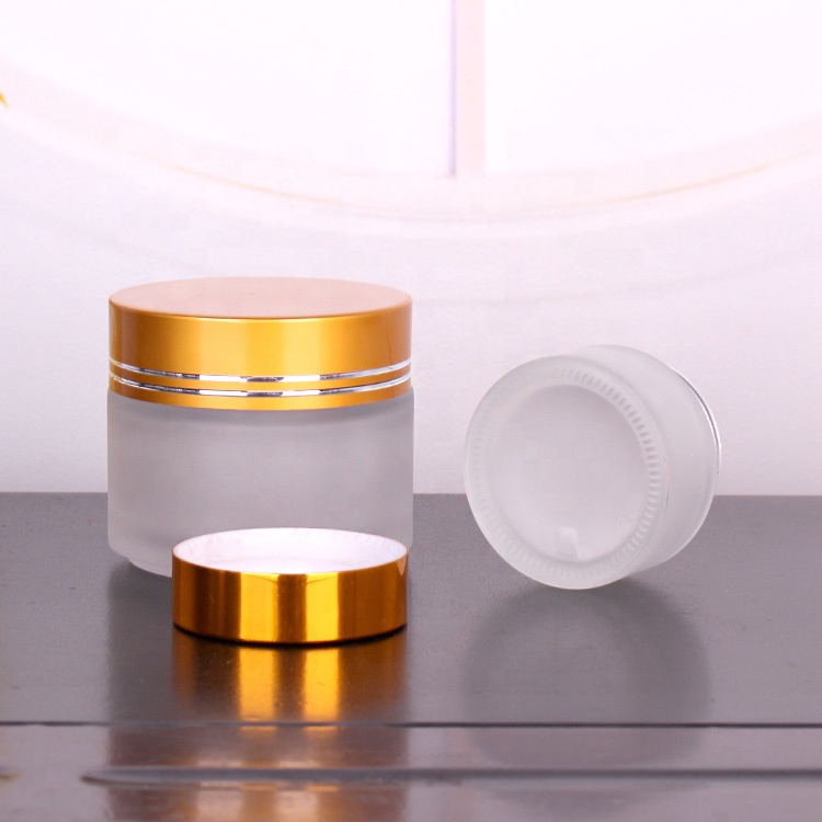 3oz 100ml cosmetic cream jar with gold lids frosted glass jar