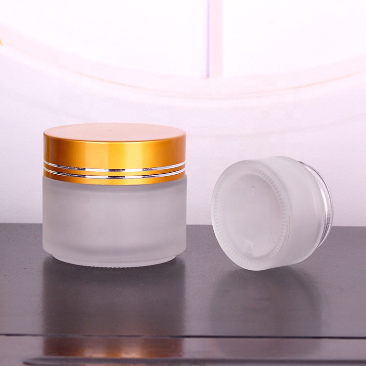3oz 100ml cosmetic cream jar with gold lids frosted glass jar