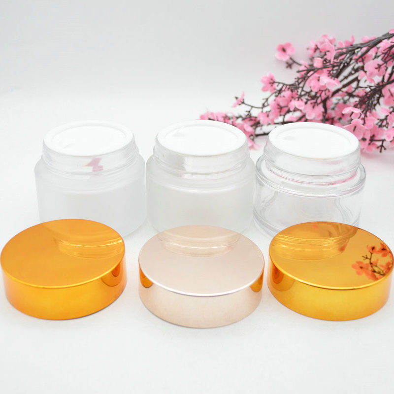 3oz 120ml Luxury Empty Cosmetic Containers Cosmetic Packaging Glass Cream Jar with golden lid