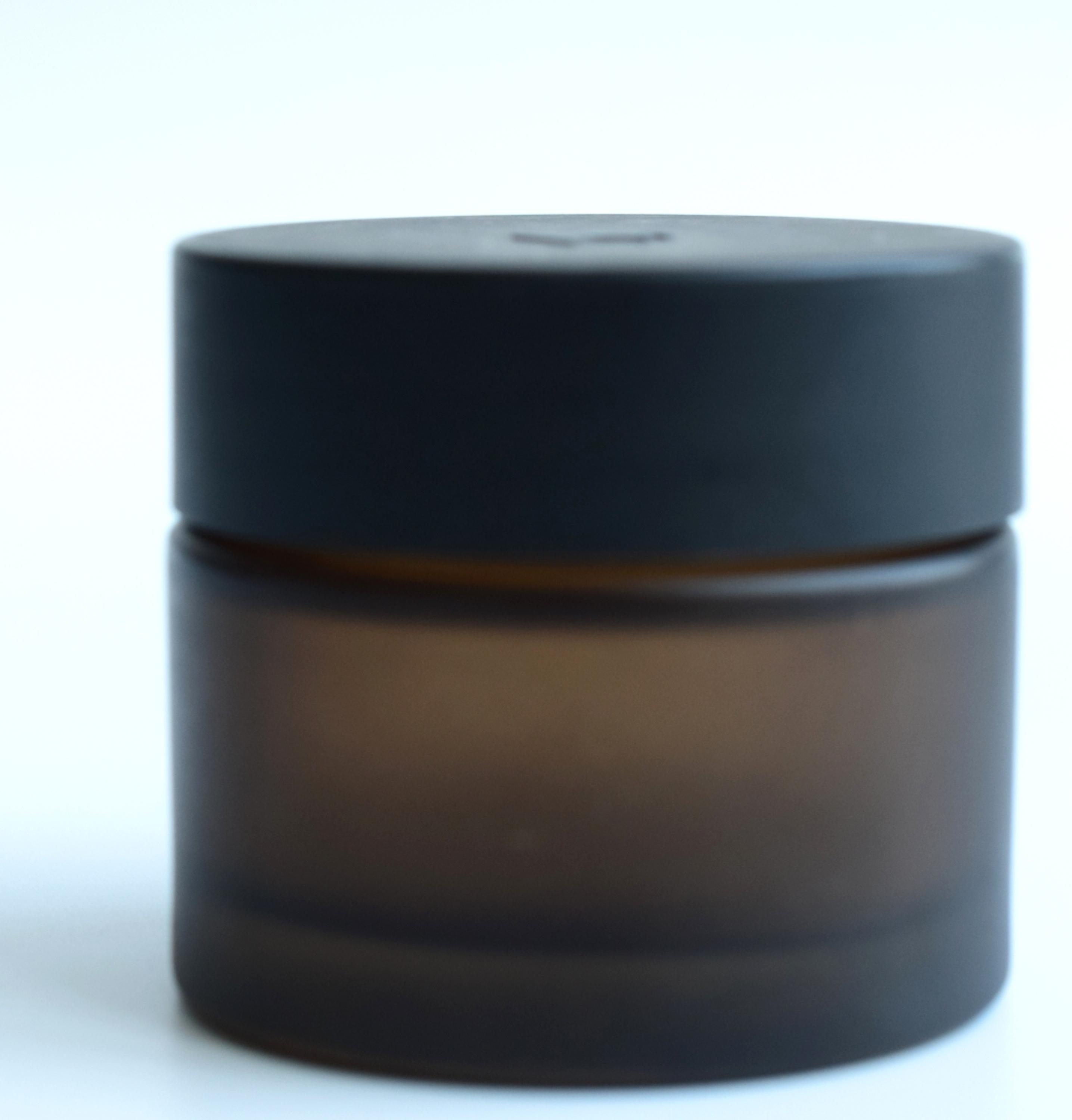3oz 4oz cosmetics cream empty glass jar with black screw top lid