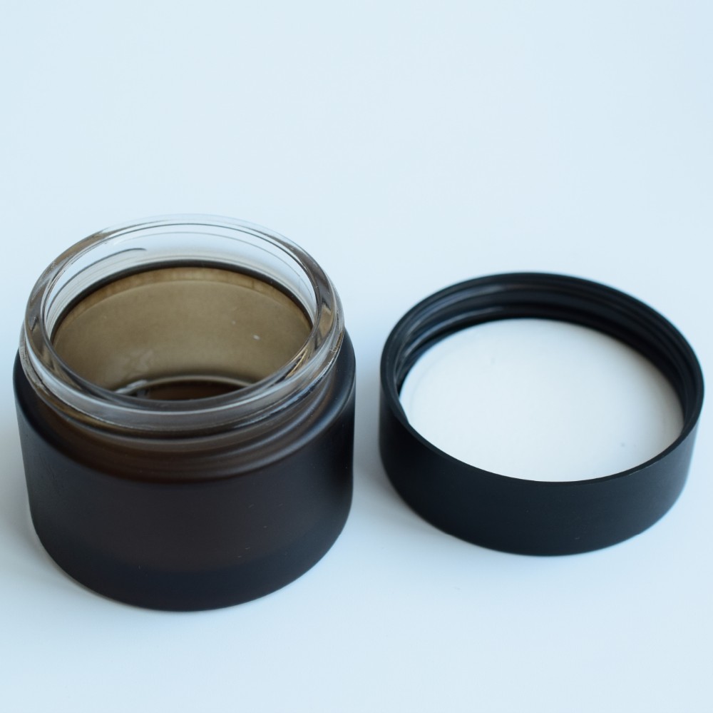 3oz 4oz cosmetics cream empty glass jar with black screw top lid