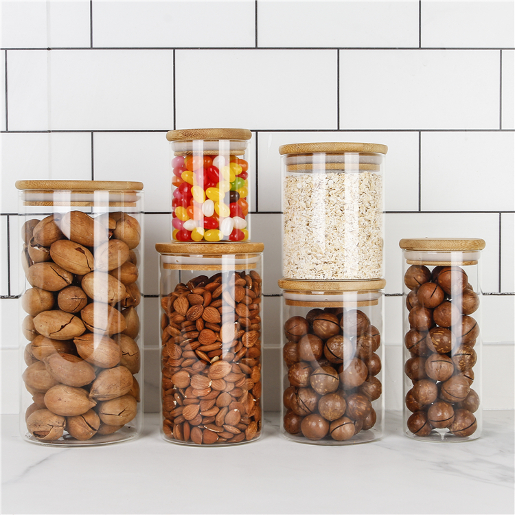 3oz 5oz 8oz 10oz 12oz 16oz wood top lid food candle candy storage glass jars with bamboo wooden lids