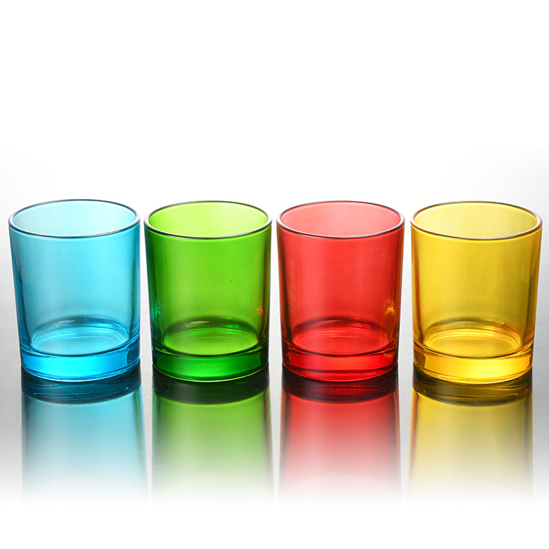 3oz 5oz 8oz Round shape Handmade unique coloured empty Glass Candle Jars