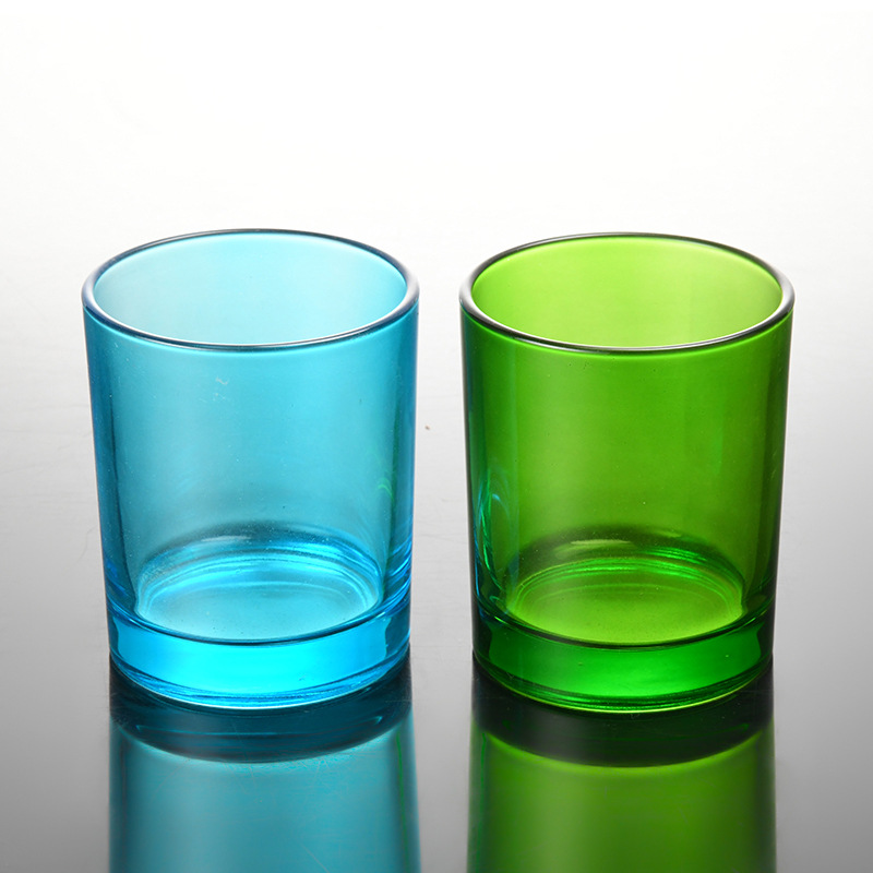 3oz 5oz 8oz Round shape Handmade unique coloured empty Glass Candle Jars