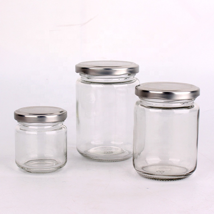 3oz 7oz Cylinder glass food storage jar for preserves marmalade jar with tin cap