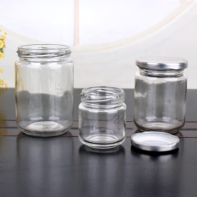 3oz 8oz 12oz round glass fruit jam sauce honey jar for sale with twist-off metal lid