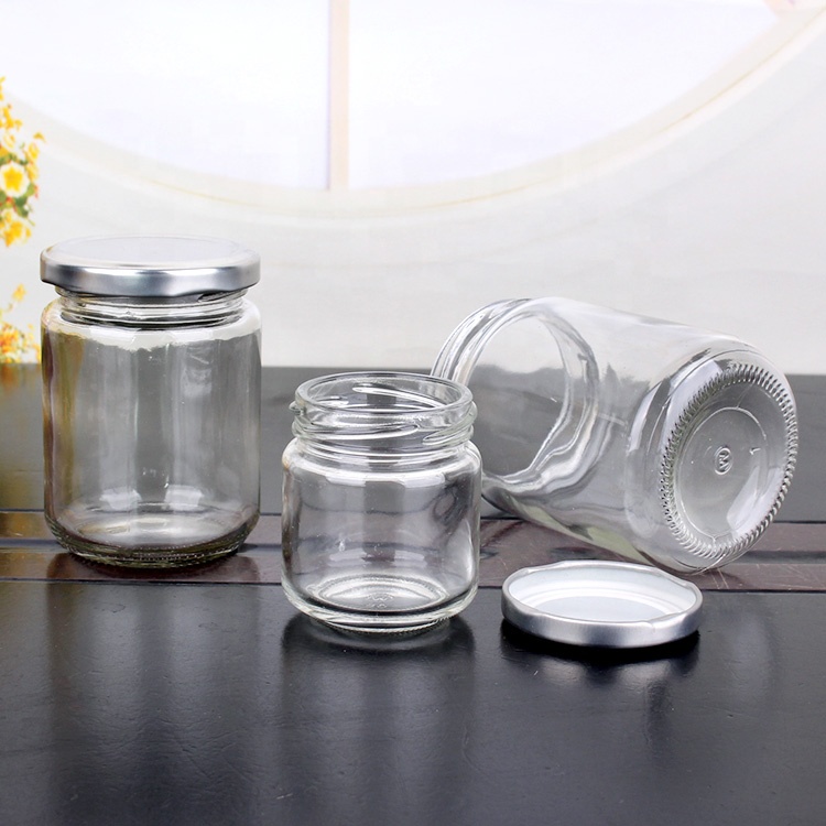 3oz 8oz 12oz round glass fruit jam sauce honey jar for sale with twist-off metal lid