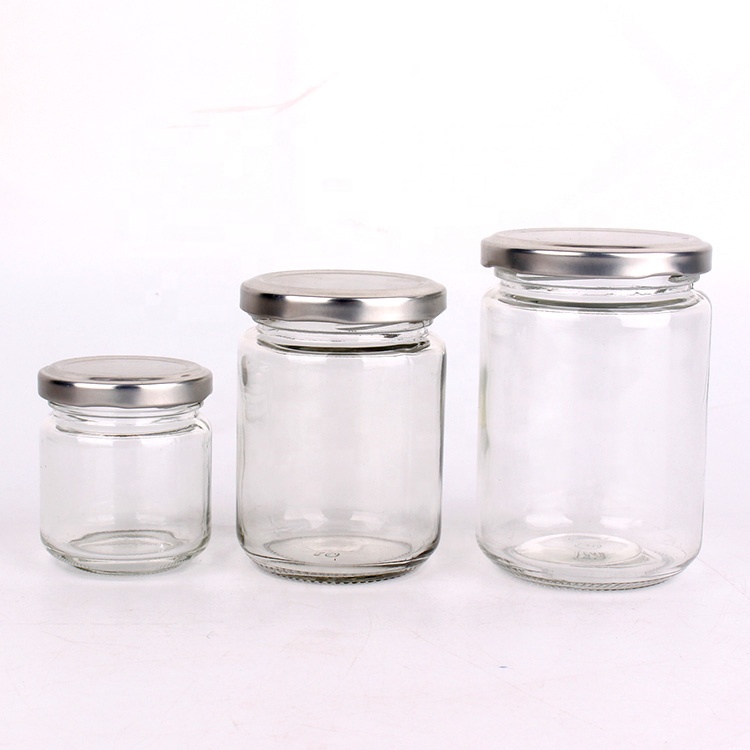 3oz 8oz 12oz round glass fruit jam sauce honey jar for sale with twist-off metal lid