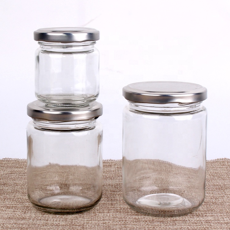 3oz 8oz 12oz round glass fruit jam sauce honey jar for sale with twist-off metal lid