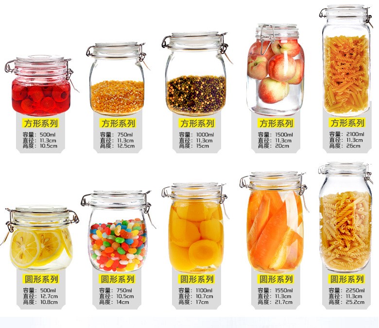 3oz Mini Square Clear Kitchen Storage Glass Spice Airtight Lids Jar Container