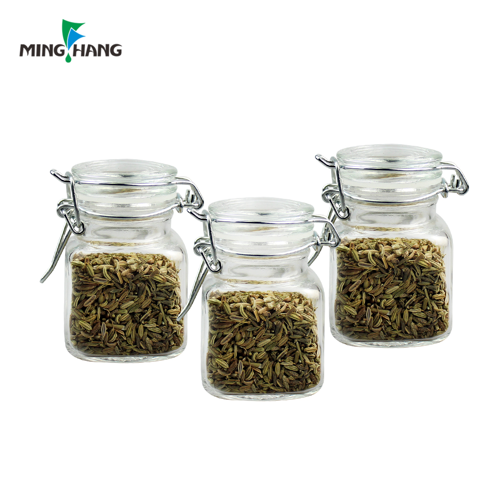 3oz Mini Square jars Clear Kitchen Storage Glass Spice Jar Container with Airtight Lids
