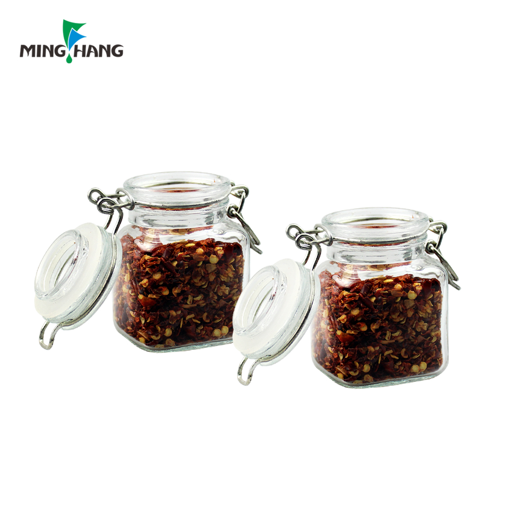 3oz Mini Square jars Clear Kitchen Storage Glass Spice Jar Container with Airtight Lids