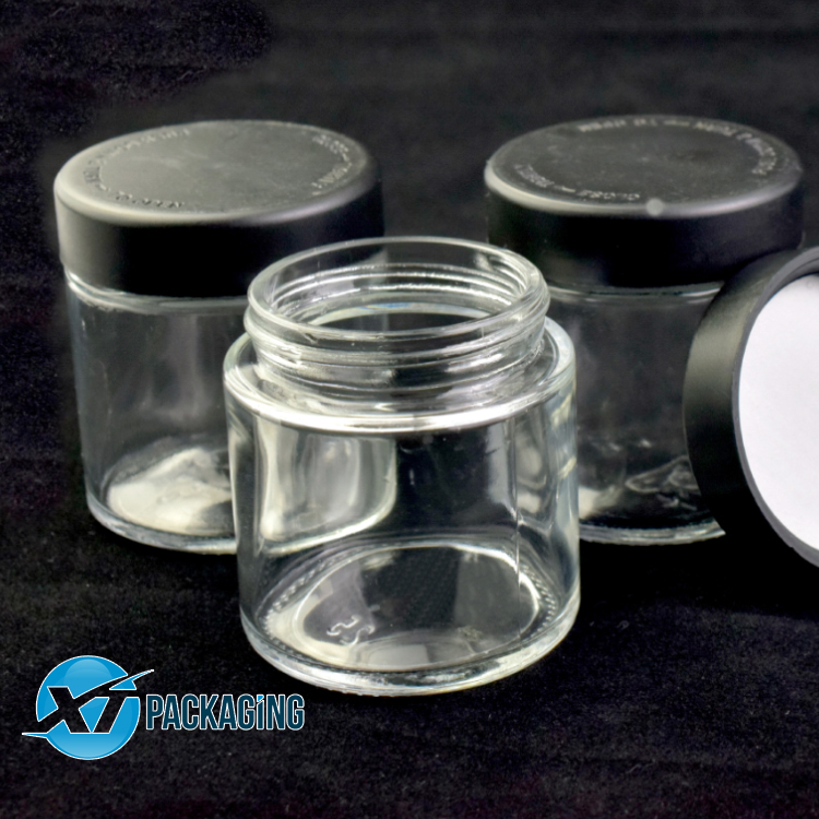3oz child proof container glass jar manufacturer hemp storage jar CBD oil weed jars
