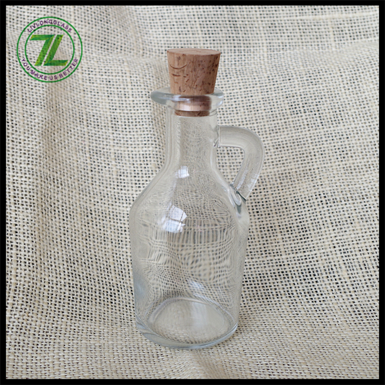 3oz clear cheap cooking olive oil glass bottle for soy sauce vinegar ketchup with cork and ear handle100ml