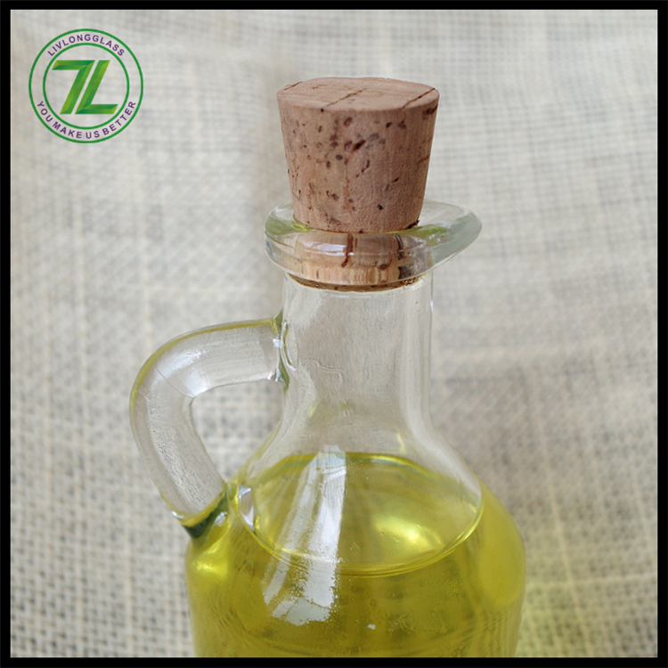 3oz clear cheap cooking olive oil glass bottle for soy sauce vinegar ketchup with cork and ear handle100ml