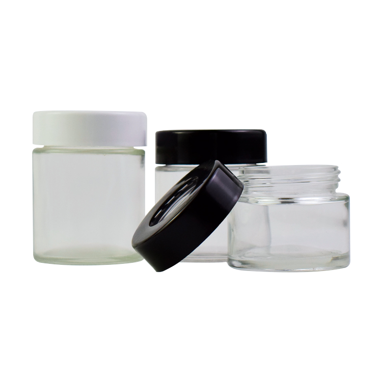 3oz custom logo child resistantl Magnifying lid proof container glass jar printed lid hemp jar packaging