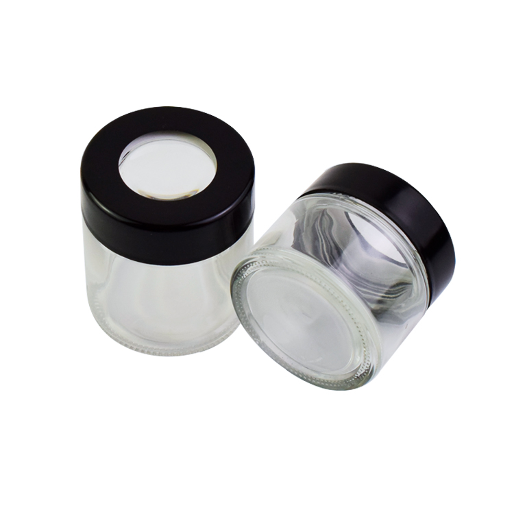 3oz custom logo child resistantl Magnifying lid proof container glass jar printed lid hemp jar packaging