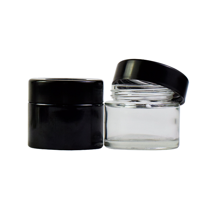 3oz custom logo child resistantl Magnifying lid proof container glass jar printed lid hemp jar packaging
