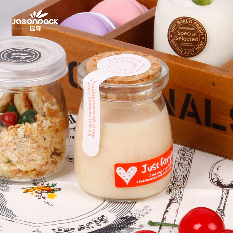 3oz storage sauce coconut milk yogurt pudding glass jar 100ml with cork lid cap