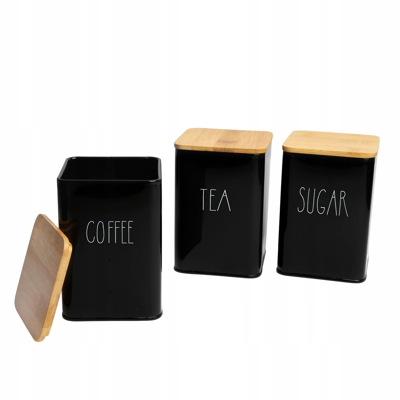 3pcs Vintage Tea Coffee Sugar Galvanized Metal Kitchen Canisters Sets With Lids