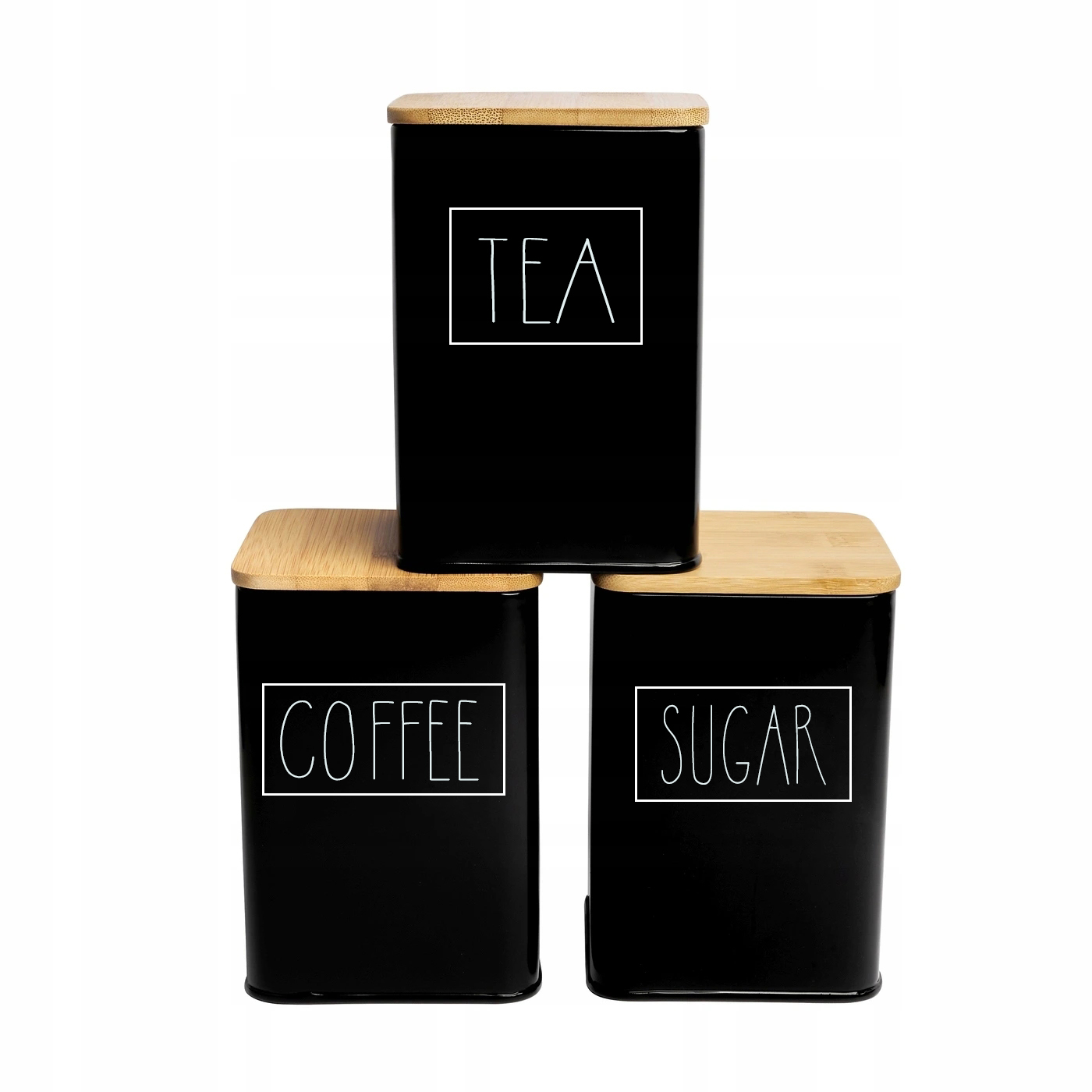 3pcs Vintage Tea Coffee Sugar Galvanized Metal Kitchen Canisters Sets With Lids